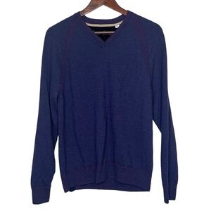 Robert Graham 100% Wool Sweater Purple Pullover V Neck Long Sleeve Mens Medium